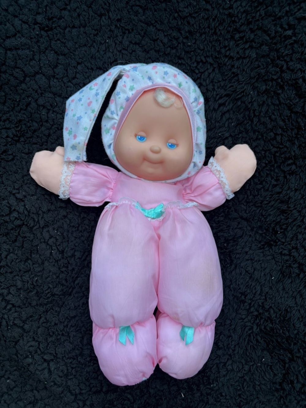 Vintage 1990 Fisher-Price Baby Puffalump Doll Plush Pink Pajama Star